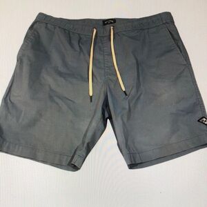 Gray Swim Shorts with Yellow Drawstring
